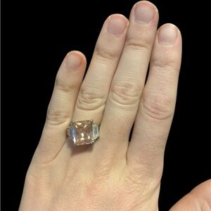 Unbranded Size 7.5-8 Pink and Clear Crystal Cocktail Ring